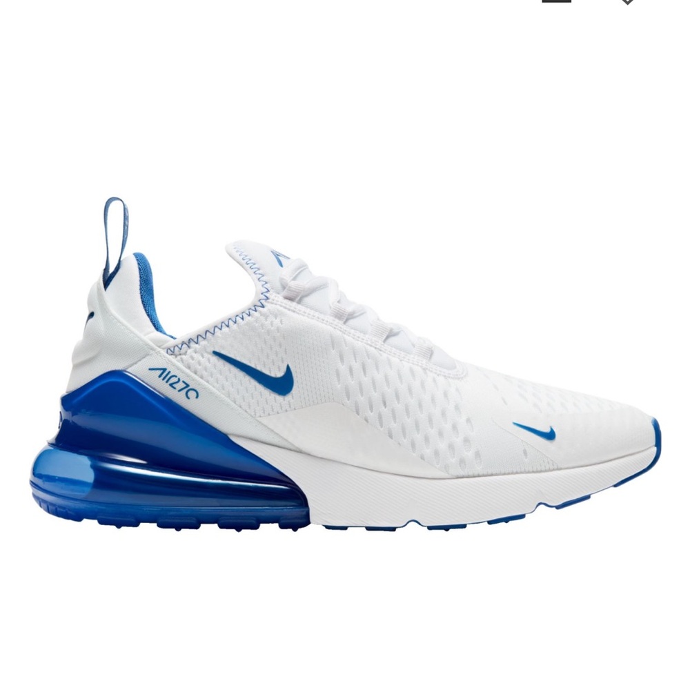Nike Air Max 270 White and Blue Sneakers